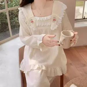 간절기 프릴 순면거즈 러블리 실내복 잠옷 제품 긴팔