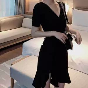 미니 원피스 블랙 반팔 프릴스커트 언발 클럽 친구시밀러룩 aDE518 오피스룩 치파오