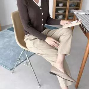 여성 스판면바지 배기핏 가을 일상룩 고무줄 팬츠 데일리 코디