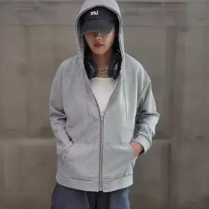 [하프클럽/신상오픈런]여자 가을 무채색 와플 캥거루 포켓 데일리 후드집업