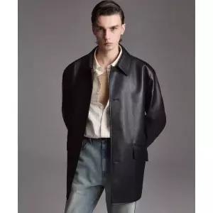 TNGT Oversized Faux Leather Car Coat (Black) TNJU6F109BK