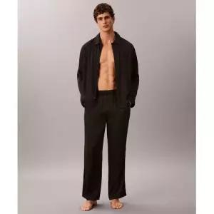 CALVIN KLEIN UNDERWEAR 남성 CK 블랙 매트 샤인 새틴 슬립 팬츠_NM3065UB1 7383422