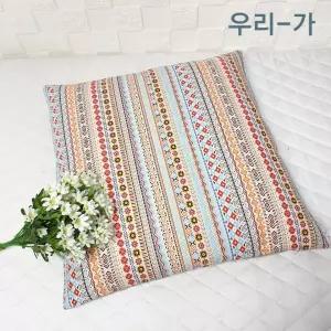 우리가 수제 순면100 누빔 솜 덧댄 푹신한 방석커버 50x50,55x55,60x60 인디아