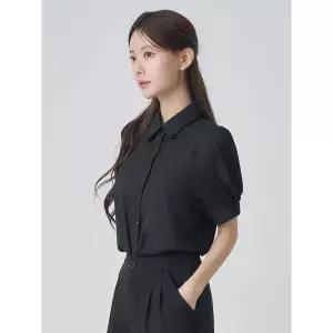 [하프클럽/]반팔 기본 퍼프 블라우스 카라 정장 이너 상의 쉬폰 면접 여름