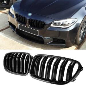 F10 광택 블랙 프론트 신장 더블 슬랫 그릴 BMW 호환 5 시리즈 F11 F18 2010-2017 듀얼 라인 레이싱