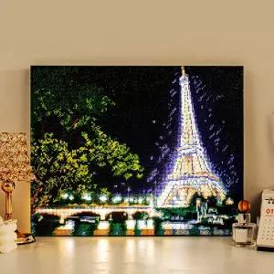 [퍼즐피플]DIY 보석십자수 LED 에펠탑 야경 40x50cm 캔버스형