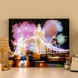 [퍼즐피플]DIY 보석십자수 LED 런던브릿지 40x50cm 캔버스형