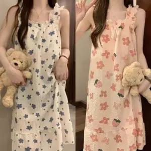 혜명잡화마트 [KN385] 면잠옷 원피스 가슴패드내장형 샤워가운 목욕가운 호텔 골프 수영장 리조트웨어 여름