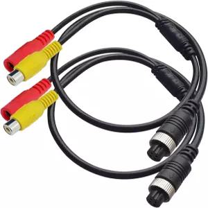 AYECEHI 4핀-RCA 어댑터 케이블 - 차량 백업 카메라용 M12 여성-RCA+DC