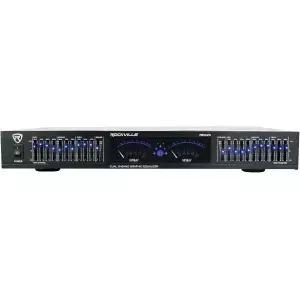 Rockville REQ20 19인치 랙 마운트 프로 듀얼 10밴드 그래픽 이퀄라이저 EQ(VU 미터 포함)