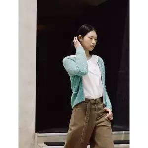 빈폴레이디스 B. my 알파카 혼방 니트 집업 카디건 라이트 그린 BF5X5AN01L