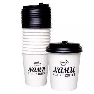 뚜껑세트 [도매포유]일회용핫컵 종이컵 10개입 10oz 화이트 테이크아웃컵