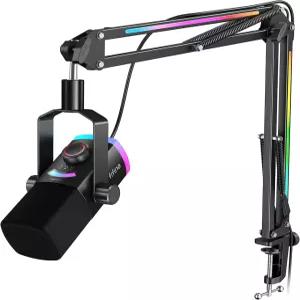 FIFINE AmpliGame AM8PROT 게이밍 마이크 키트 XLR/USB 다이내믹 PC 붐 암 RGB 탭 투 뮤트 믹스 컨트롤