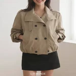 하이넥 여성 가을 숏 트렌치 자켓 봄 간절기 더블 버튼 블루종 점퍼 오버핏 루즈핏 바람막이 크롭 아우터