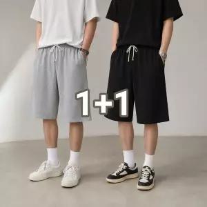 1+1 남자 반바지 여름용 트레이닝반바지 와이드 반바지 6부