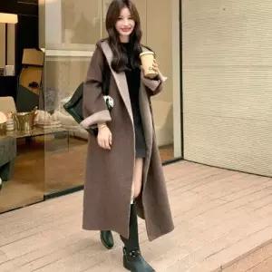 [옷장]261236 - 양모 배색후드 핸드메이드코트 롱코트 울코트 브랜드공정 고