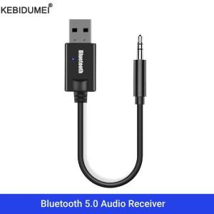 블루투스 5.0 오디오 수신기 차량용 키트 3.5MM 잭 AUX 자동 스테레오 음악 USB 동글 무선 어댑터 (자동차