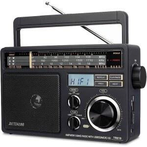 RETEKESS TR618 AM FM 라디오 벽걸이 플러그 휴대용 단파 (블랙) | 홈 주방 차량용 SD / 마이크로 SD USB 플래시 드라이브 최고의 수신 성능