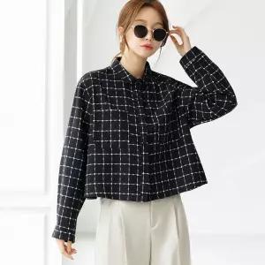 U1330 스티치 체크 투포켓 셔츠