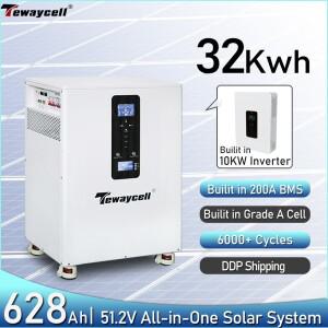 테웨이셀 올인원 32KWh 리튬인산철 배터리 10KWh 48V 51.2V 내장형 인버터 AC230V 가정용 태양광 시스템 ES