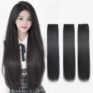 헤어피스 60cm 붙임머리 인모 스타일 똑딱이 생머리 여성 부분가발