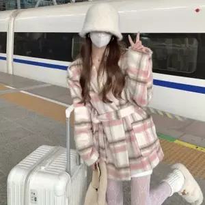 [하프클럽/]데일리 체크 반코트 포인트 아이템  패션