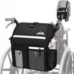 supregear 휠체어 백팩 컵홀더 및 숄더 스트랩이 포함된 프리미엄 백 운송용 좌석 전동 조절 가능한 대형