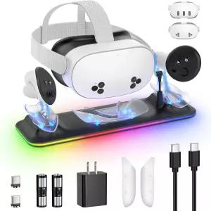 KINWIN 18W 메타 퀘스트 3 헤드셋 및 컨트롤러용 VR 충전 도크 오큘러스 3S/3 액세서리용 고속 자기식