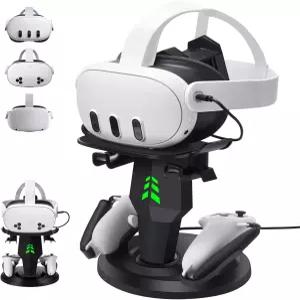 메타 퀘스트 2용 알로판다나 VR 헤드셋 충전 도크 3 액세서리용 스탠드 C 타입 케이블로 지원 및 커버가