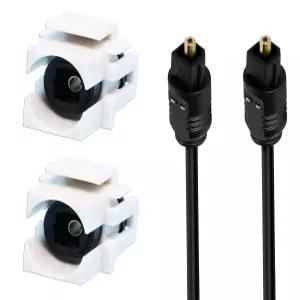 DIYTECH 2 팩 토스링크 키스톤 잭 암-암 SPDIF 커플러 장착된 광 오디오 인서트 및 월 플레이트용 케이블