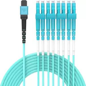 10M MPO/MTP to 8 x LC 4 듀플렉스 8가닥 브레이크아웃 케이블 QSFP 40GBase-SR4 OM4 팬아웃 광섬유 -