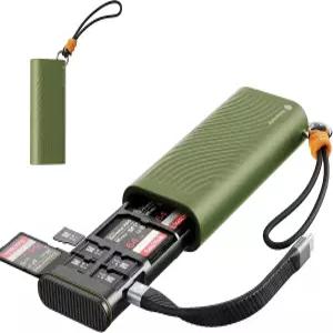 Yottamaster SD 카드 리더기 USB C 마이크로 홀더 케이스 312MB/s UHS-II 10장 슬롯 스토리지 microSD+2