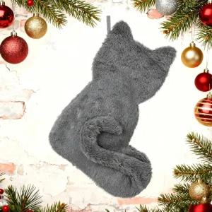 홀리버티 18인치 플러시 고양이 크리스마스 스타킹 캔디 백 반려동물용 벽난로 벽 장식 장식품 보관용 트리