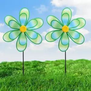 2중 플라워 2p세트 바람개비 만들기 그린 인테리어소품 그린색상
