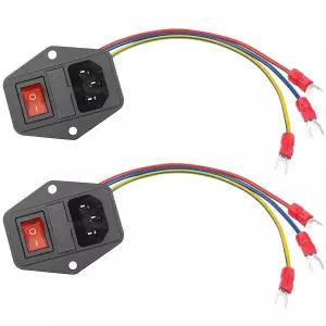 PNGKNYOCN 6A 250V 로커 스위치 POWER LOGIC 소켓 인렛 모듈 플러그 10A 표시등 포함 18 AWG 케이블 3핀