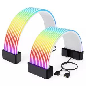 Auotac RGB 케이블 커버 키트 24핀 메인보드 및 GPU용 플렉스 파워 5V 싱크가 포함된 PC 케이스 장식용