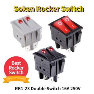 Uniteelec Soken 레드 스포트 라이트 DPST ON OFF 보트 로커 스위치 RK1 23 N 6 핀 16A 250V UL TUV 리스트
