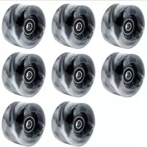 스케이트보드 및 롤러 스케이트용 608RS 베어링이 장착된 Yidome 8피스 58mm x 쿼드 휠 블랙 화이트