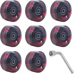 LAFICIRO 58mm 78A 쿼드 롤러 스케이트 휠 ABEC9 실내외 겸용 8개 세트 레드 블랙 단색 듀얼 로우 슈즈