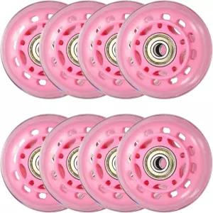 YELARXI 베어링 인라인 스케이트 휠 실외 및 실내 롤러 교체용 64mm 8팩 핑크 스쿠터용