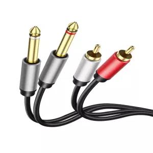 듀얼 1/4인치 TS to RCA 케이블 Gold Plated 시리즈 2X6.35 스테레오 오디오 인터커넥트 코드 AV 리시버