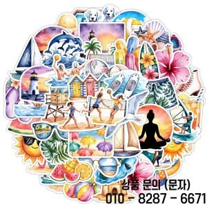 50PCS 여름 스포츠 낙서 스티커   신선한 해변 스타일 수하물 및 문구용 DIY 장식 RecordingYourLife Store