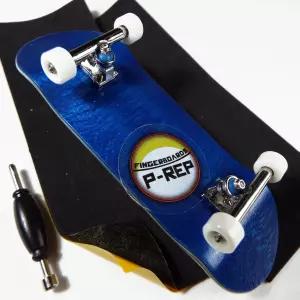 PP V2 성능 우레탄 휠 및 부 장착된 완전한 나무 핑거보드 키트 32mm 파란색