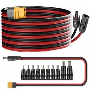 Keshoyal 10ft 12awg 태양광 케이블 Xt60 충전 연장 추가 무료 10-in-1 커넥터 키트 포함 Mc4 to 어댑터