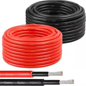 태양광 패널용 와이어 10 AWG 6mm2 - 연장 케이블 30피트 검정색 및 빨간색 게이지 주석 도금 구리 PV