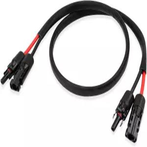 태양광 패널 연장 케이블 - 10AWG 3FT 와이어 암수 방수 커넥터 포함 난연 보호 슬리브 장착 RV 시스템