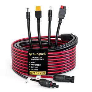 SunJack MC4 태양광 패널 휴대용 발전기 어댑터 케이블 12AWG 10피트 XT60 Anderson DC7909 8mm 플러그