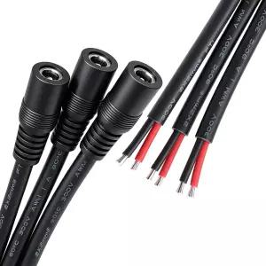 0.8FT 5.5mmx2.1mm 14AWG 피그테일 케이블 12V/24V 암수 DC5521 3개 세트 CCTV 감시 카메라 LED 스트립