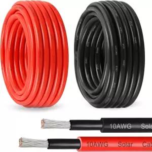 태양광 패널용 와이어 10 AWG 6mm2 - 연장 케이블 10피트 검정색 및 빨간색 게이지 주석 도금 구리 PV