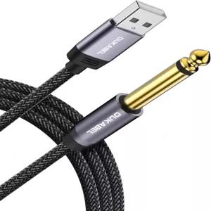 듀카벨 USB 기타 케이블 용 USBA에서 1/4 TS 코드 베이스 믹서 PC 노트북용 8피트/2.4미터 악기 모노